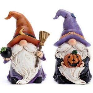 Valery Madelyn Gnomes Halloween Decorations Indoor, 2 Large, Orange Purple 3.5"